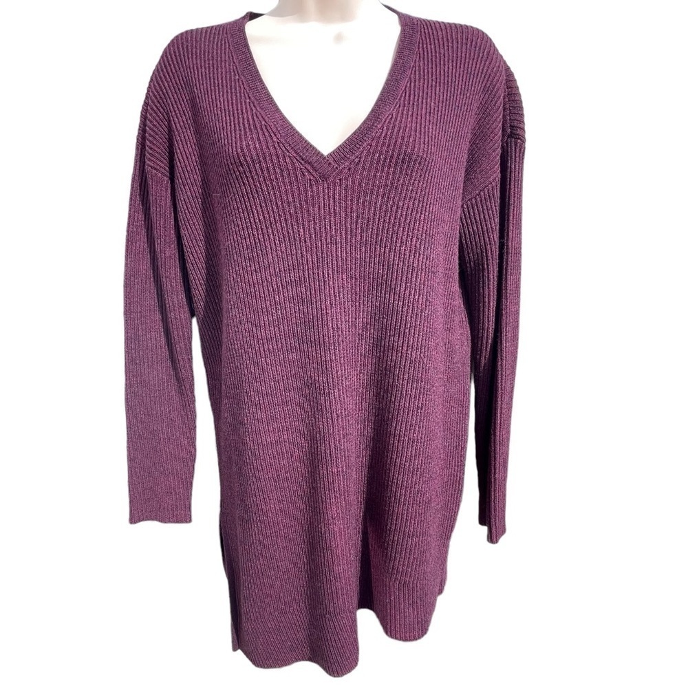 WRAP London Wool Pullover V-Neck Sweater Knit Asymmetrical Hem size 2 xsm